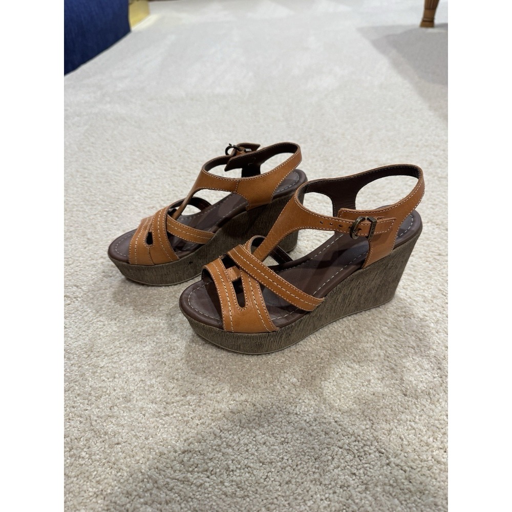 FRAU Women's Wedge High Heel Sandals Open Toe - Size 37 (7W)